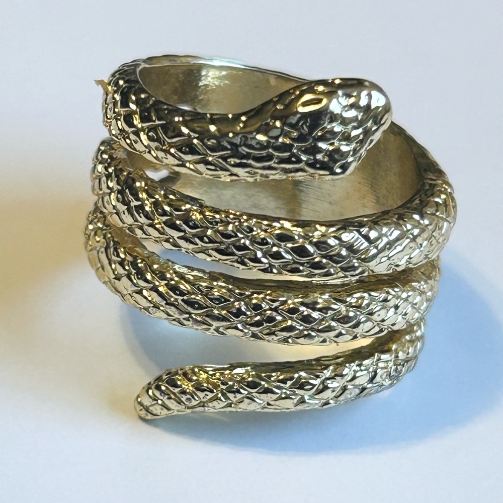 Gold Snake Wrap Ring Size 6 Whimsygoth Serpent Statement Ring Witchy Jewelry - Picture 3 of 10